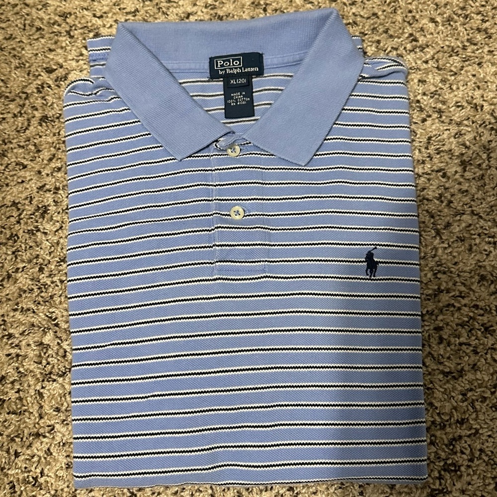 Boys Polo by Ralph Lauren Light Blue Striped Polo